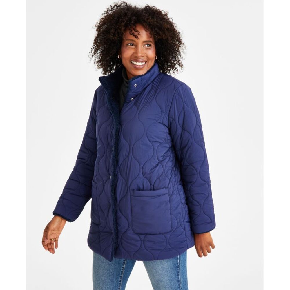 Style & Co. Women's Reversible Long-Sleeves Sherpa Jacket